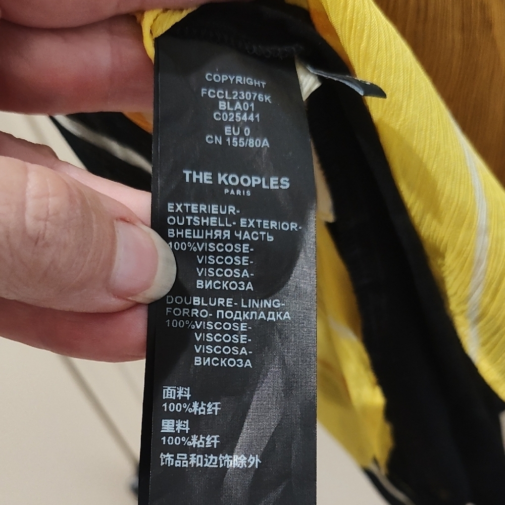The Kooples Yellow & Black Floral Tie-Neck Blouse - Picture 4 of 4